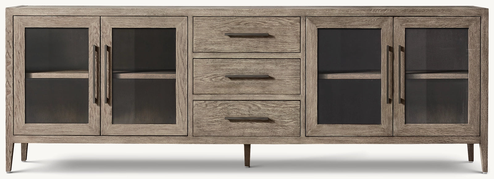 French Contemporary Glass 4-door Sideboard With Drawers