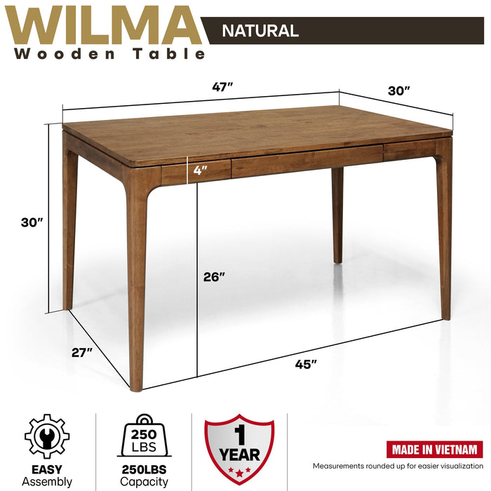 Wilma 48 Inches Rubber Wood Desk