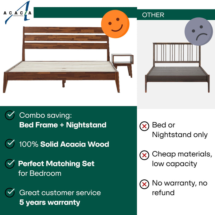 [Buy 1 Get 1] Emery Solid Wood Bed Frame & Nightstand