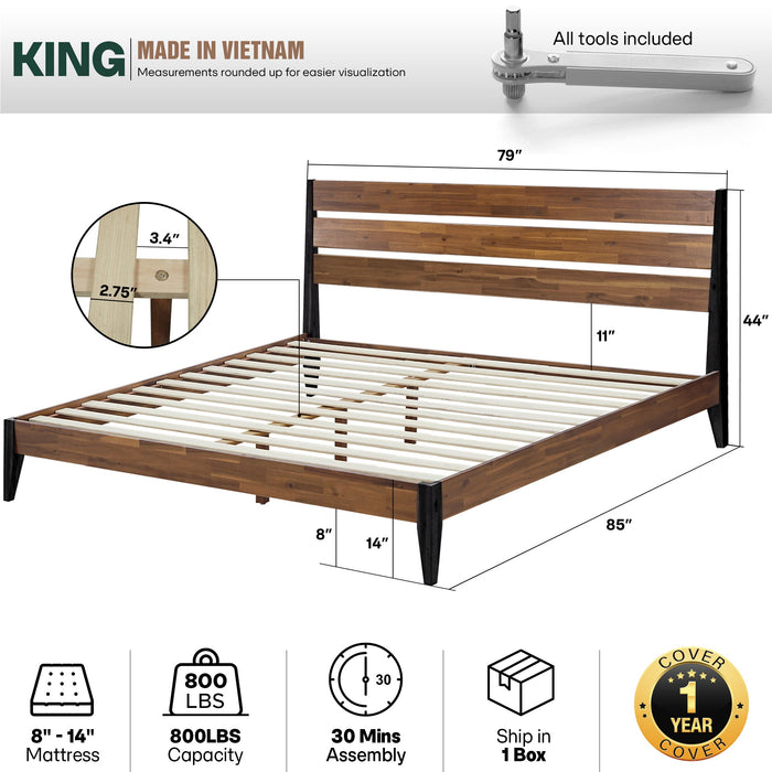 Emery Solid Wood Bed Frame