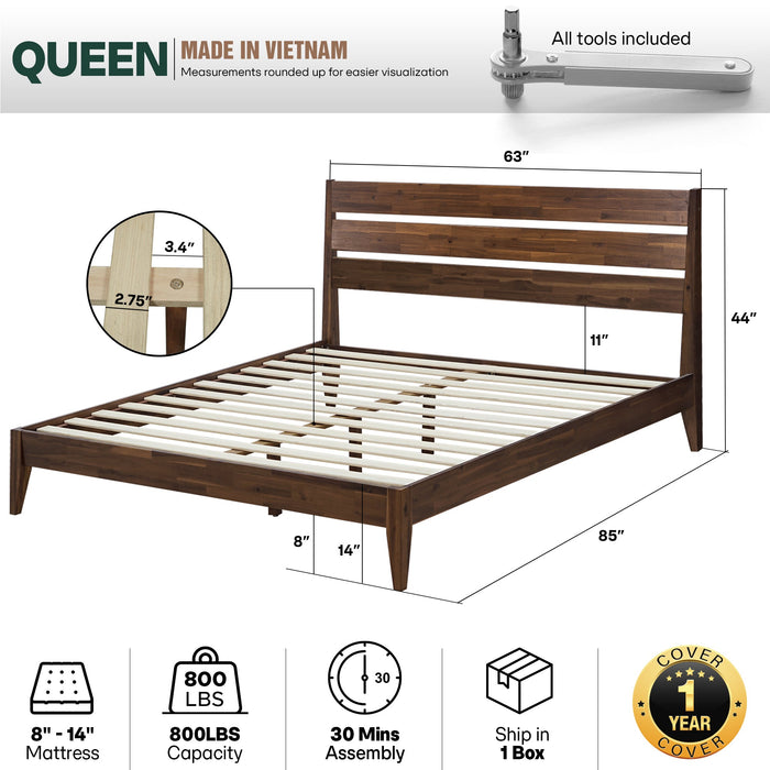Emery Solid Wood Bed Frame