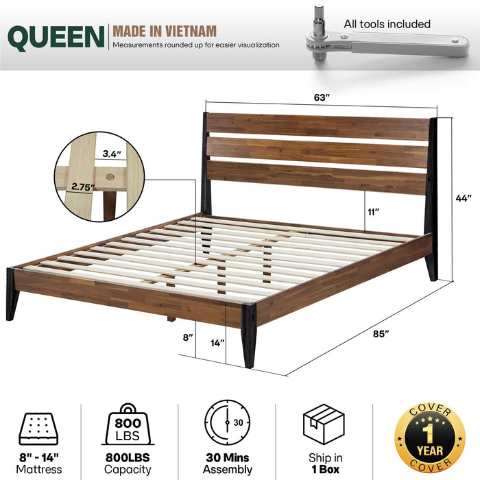 Emery Solid Wood Bed Frame