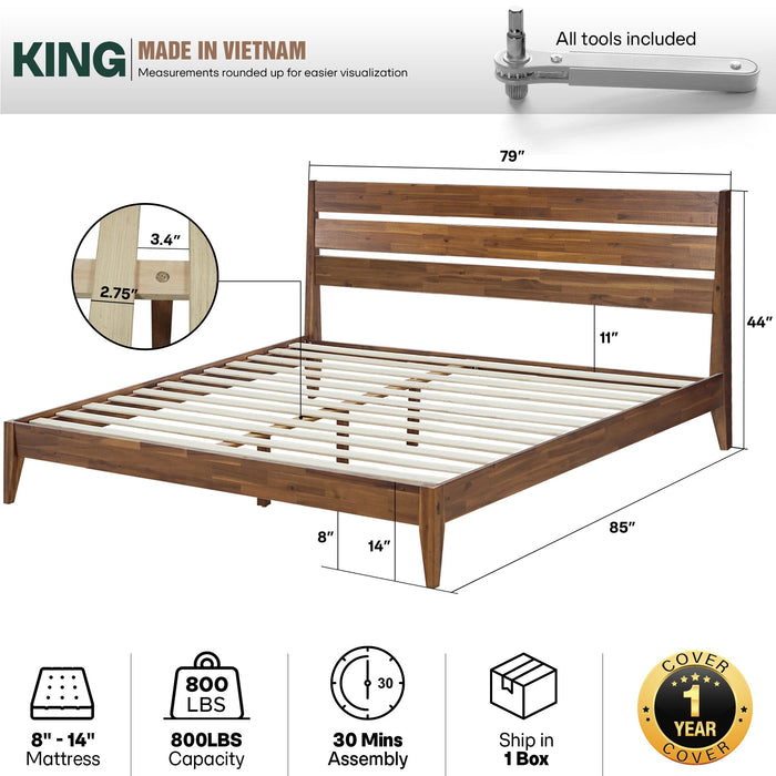 Emery Solid Wood Bed Frame