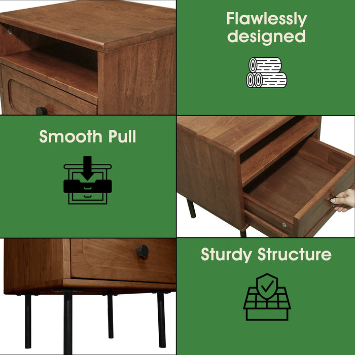 Savana Solid Wood Single-Drawer Nightstand