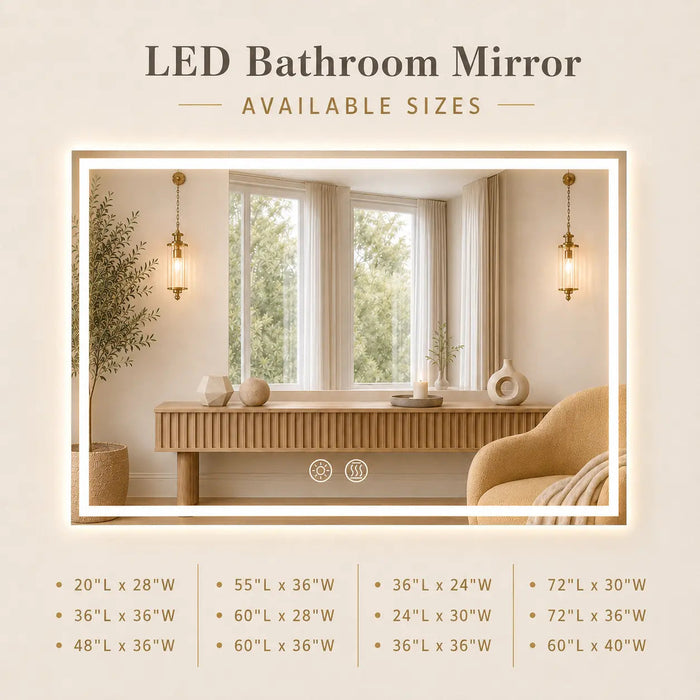 Compact Center Glow LED Bathroom Mirror