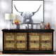 1900s Antique Door Upcycled Colored Patina Rustic 88 in. Long Credenza