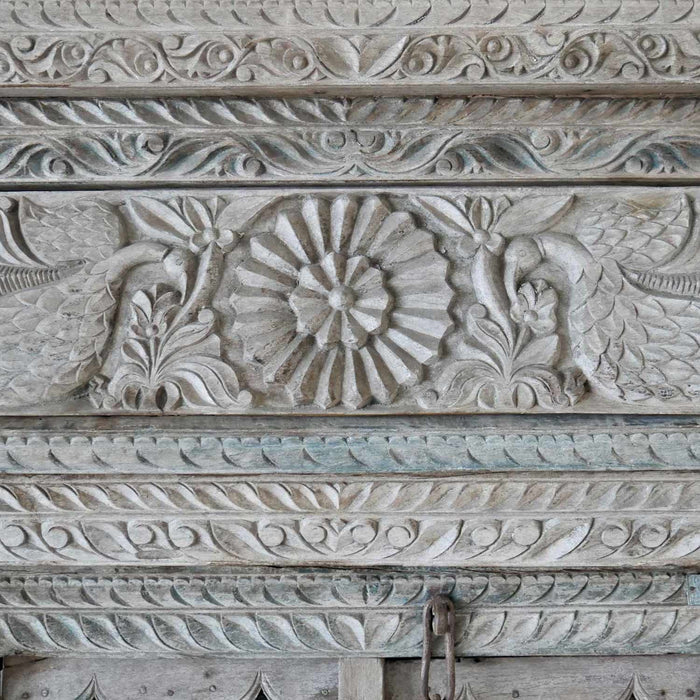 1800s Antique Ornately Carved 84 in. X 100 in. Indian Haveli Doors