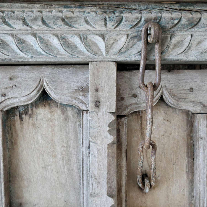 1800s Antique Ornately Carved 84 in. X 100 in. Indian Haveli Doors