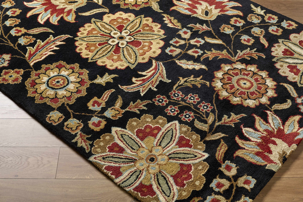 Heaters Black Floral Wool Carpet