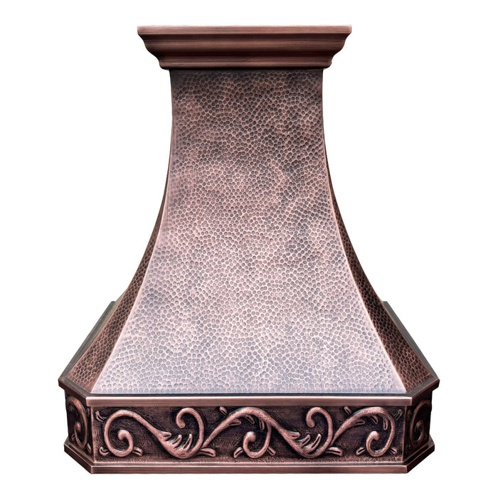 Hammered Copper Wall Mount Stove Hood 30" W x 33" H