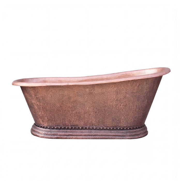 Akicon Copper Single-Slipper Roll-Top Handmade Copper Tub — AKB70003-C