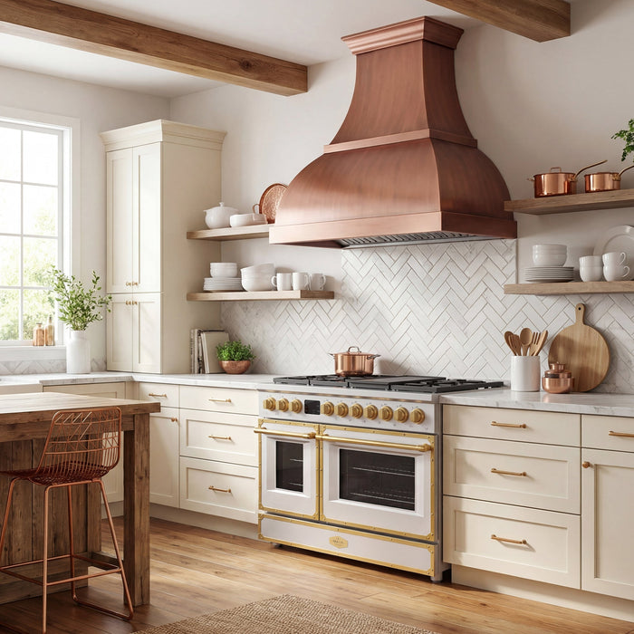 Akicon Custom Handmade Copper Range Hood for Farmhouse Style Kitchens — AKH751BS-C