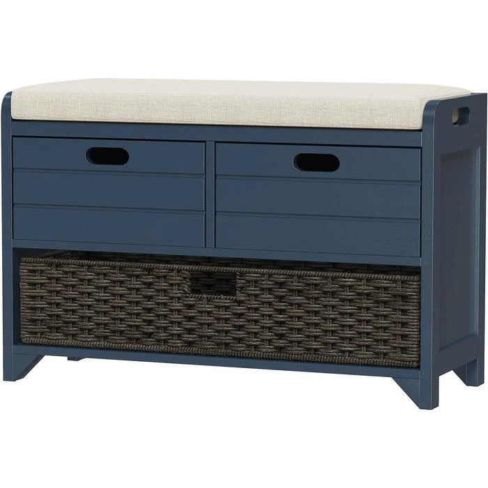 Hausvita 32" Storage Bench for Entryway, Shoe Bench with Storage Removable Basket and 2 Drawers