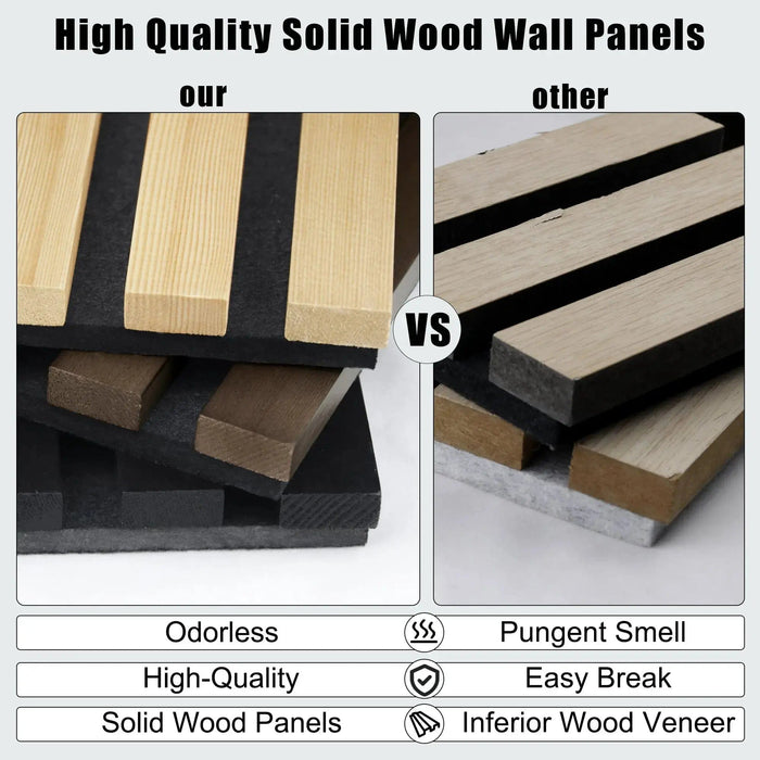 Hausvita Acoustic Solid Wood Slat Wall Panels ( 2 Panels Per Box )