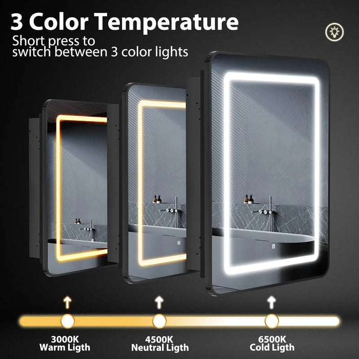 Hausvita Framed Recessed LED Light Bathroom Medicine Cabinet -small