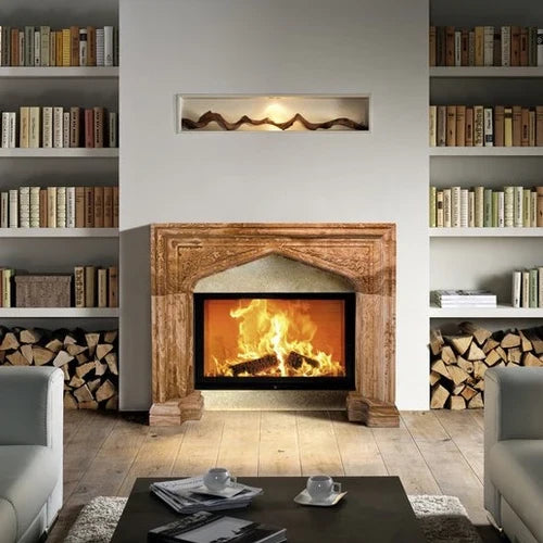 Honey Onyx Translucent Natural Stone Fireplace Surround Hand-Carved French Villa 57x52