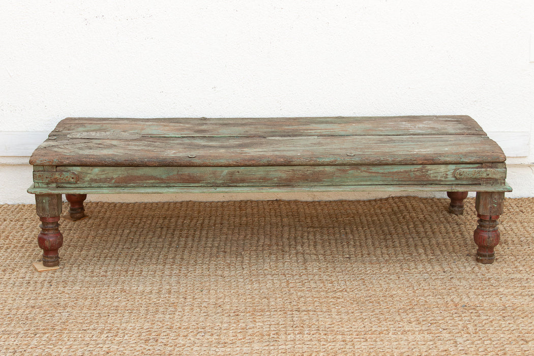 Antique Verdigris Teak Takhat Coffee Table