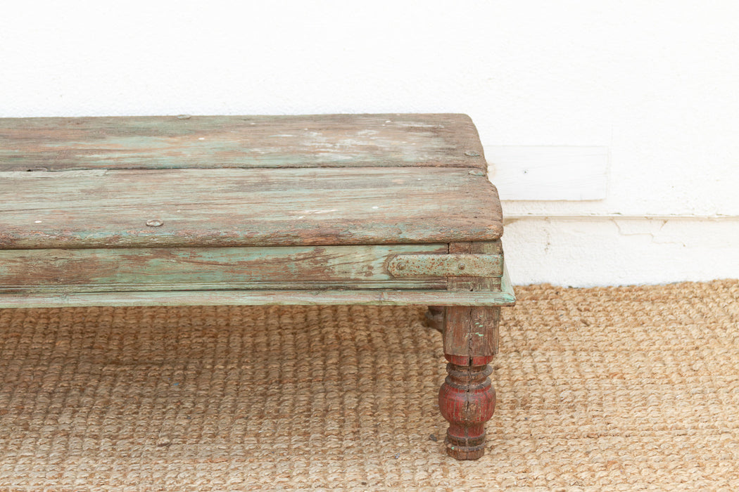 Antique Verdigris Teak Takhat Coffee Table