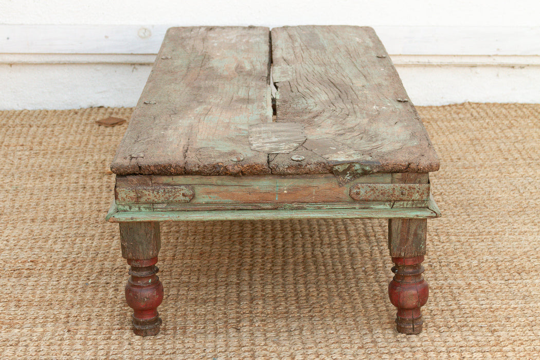 Antique Verdigris Teak Takhat Coffee Table