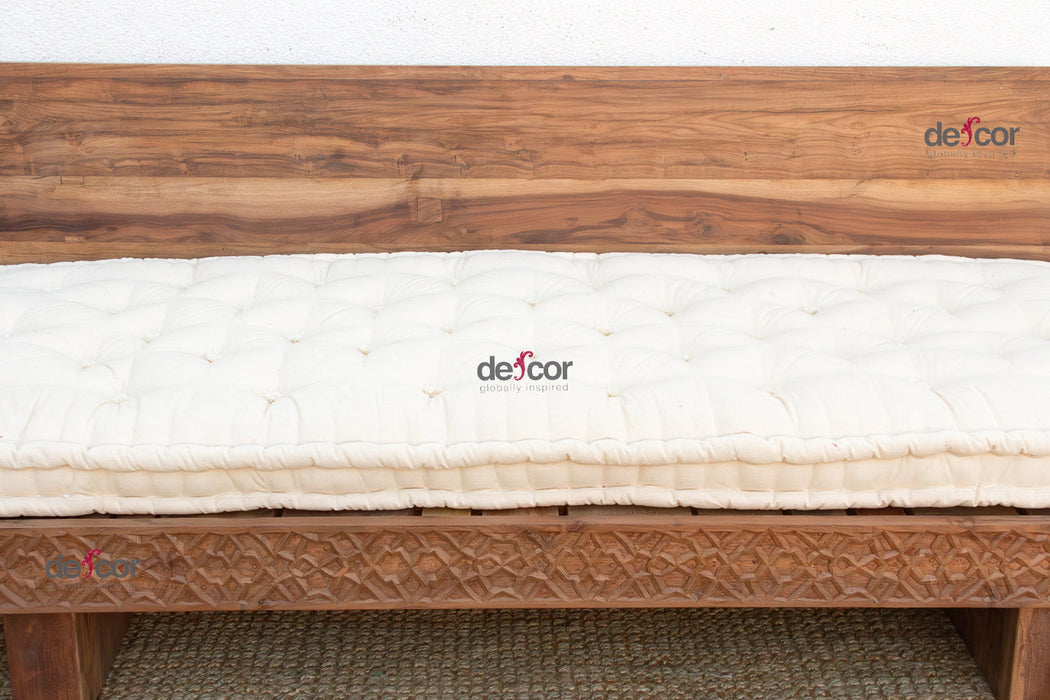 Reclaimed Wood Modern Moroccan Carved Low Sofa
