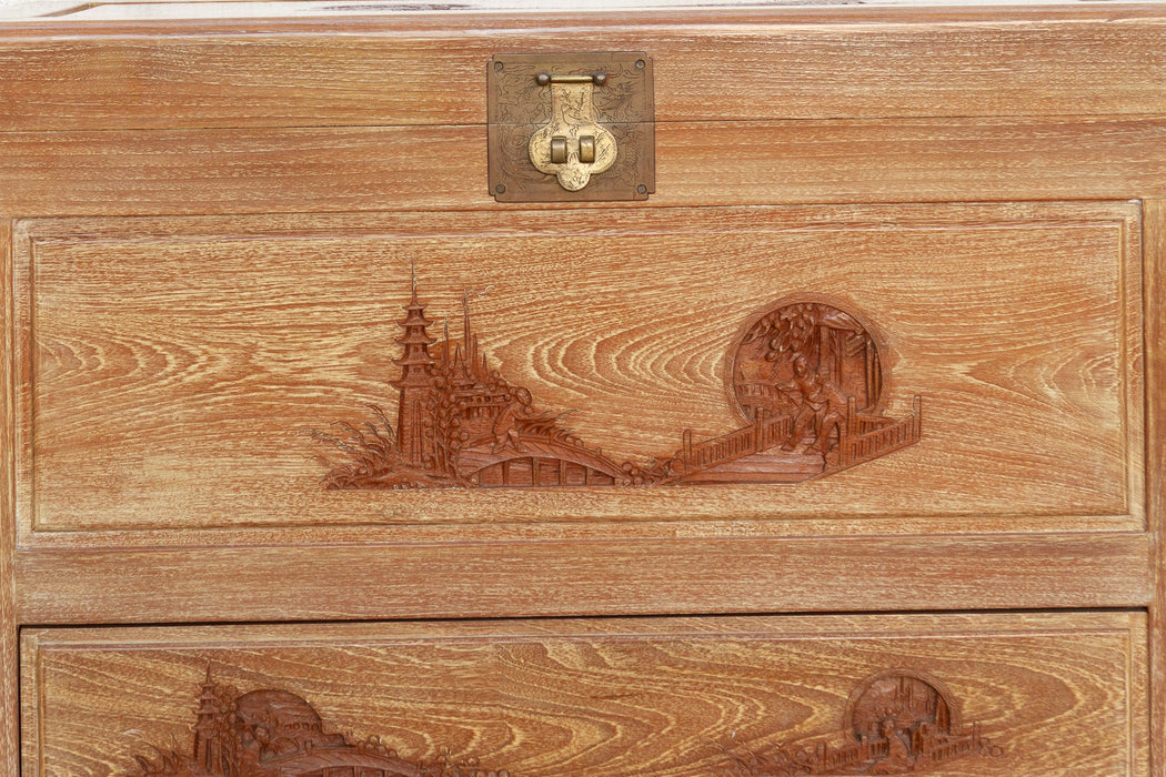 Mid-Century Tall Finely Carved Storage Chest