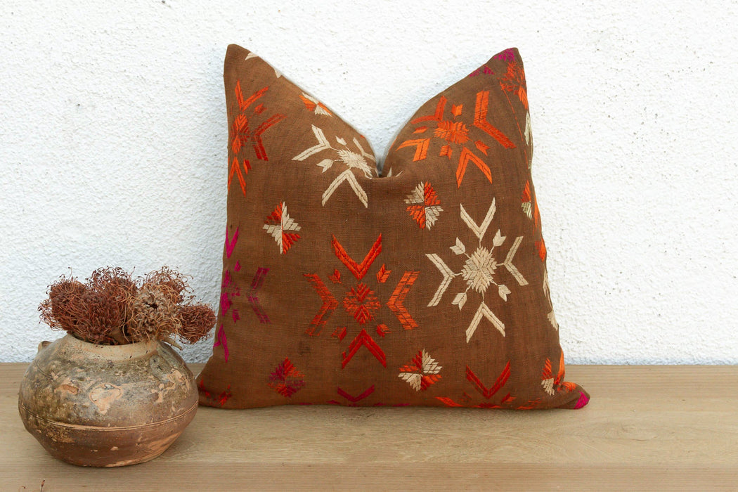 Eternal Flowers, Antique Phulkari Pillow Cover