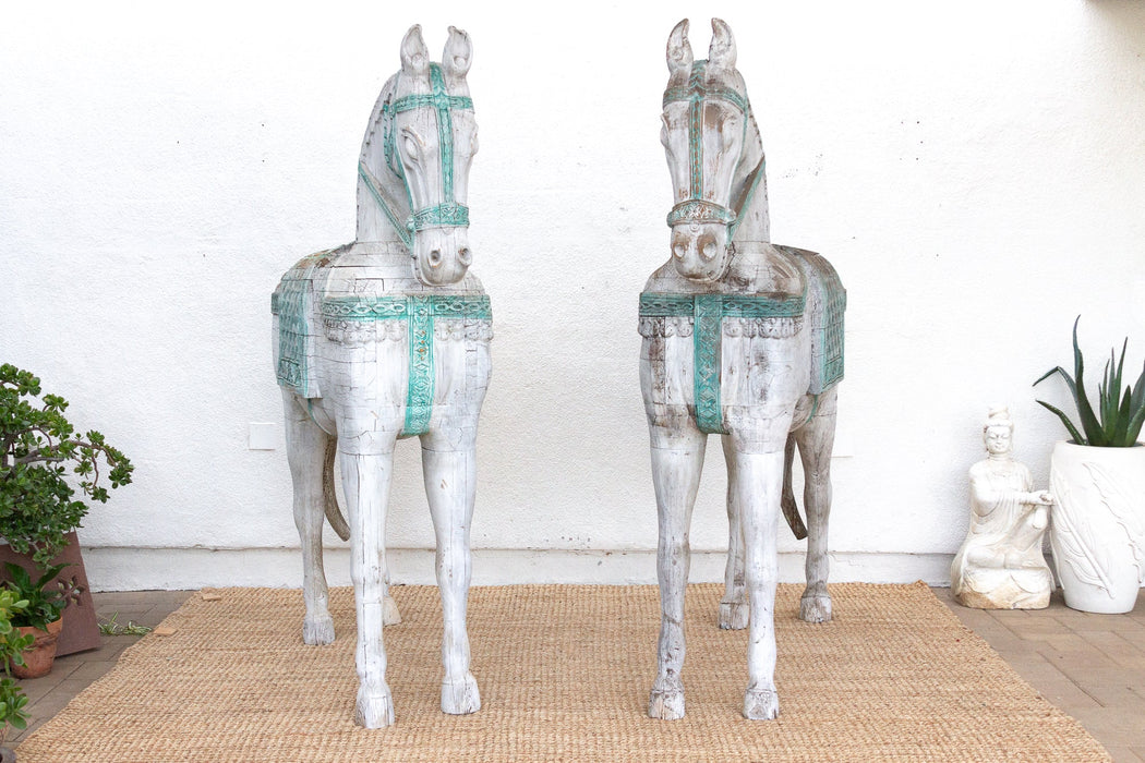 The Rajasthani Guardians, Pair of Indian Ceremonial Wood Horses
