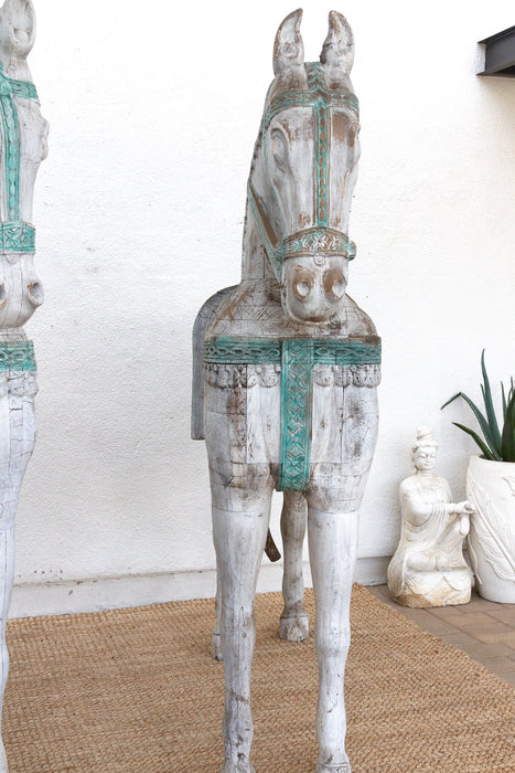The Rajasthani Guardians, Pair of Indian Ceremonial Wood Horses