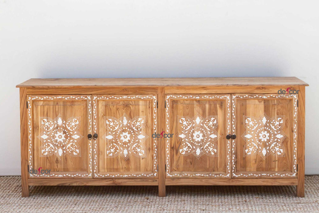 84" Long Damascus Mother Of Pearl Inlay Sideboard