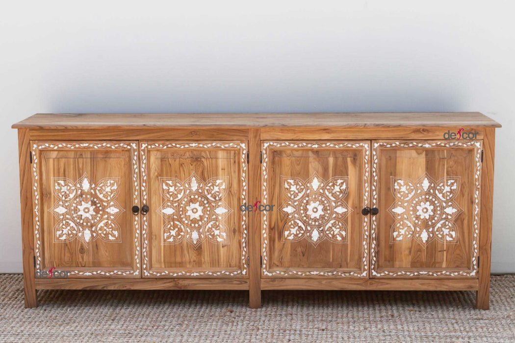 84" Long Damascus Mother Of Pearl Inlay Sideboard