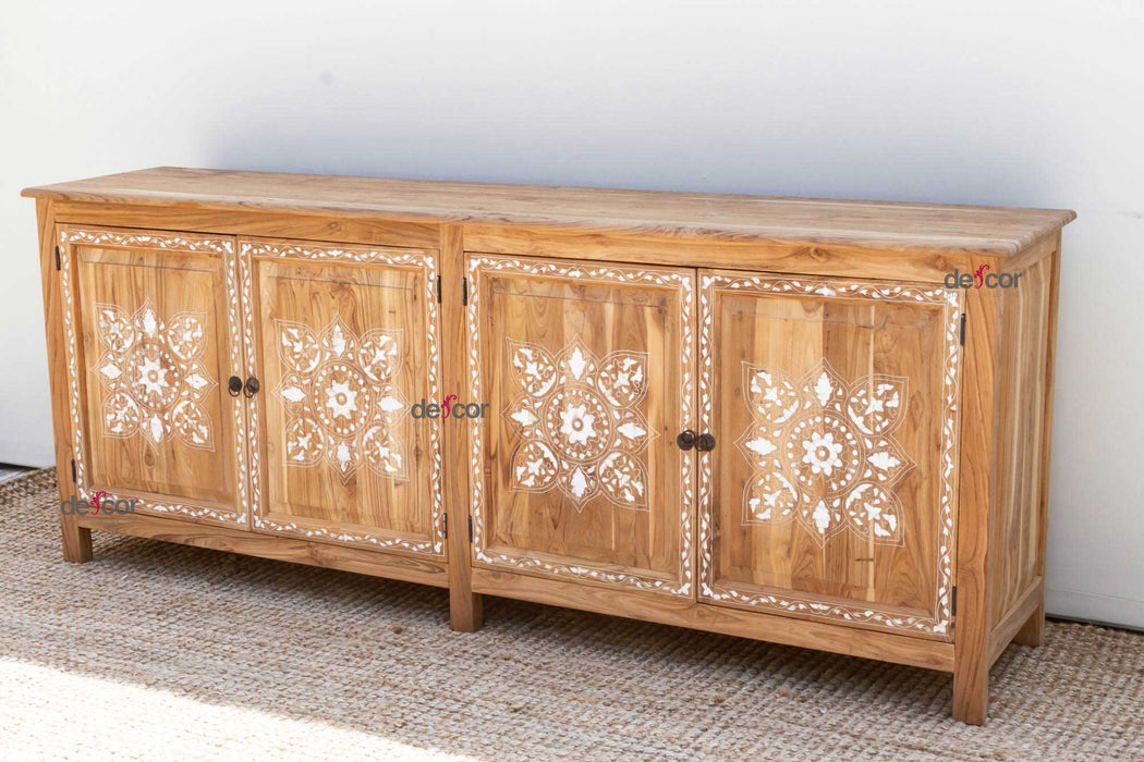 84" Long Damascus Mother Of Pearl Inlay Sideboard