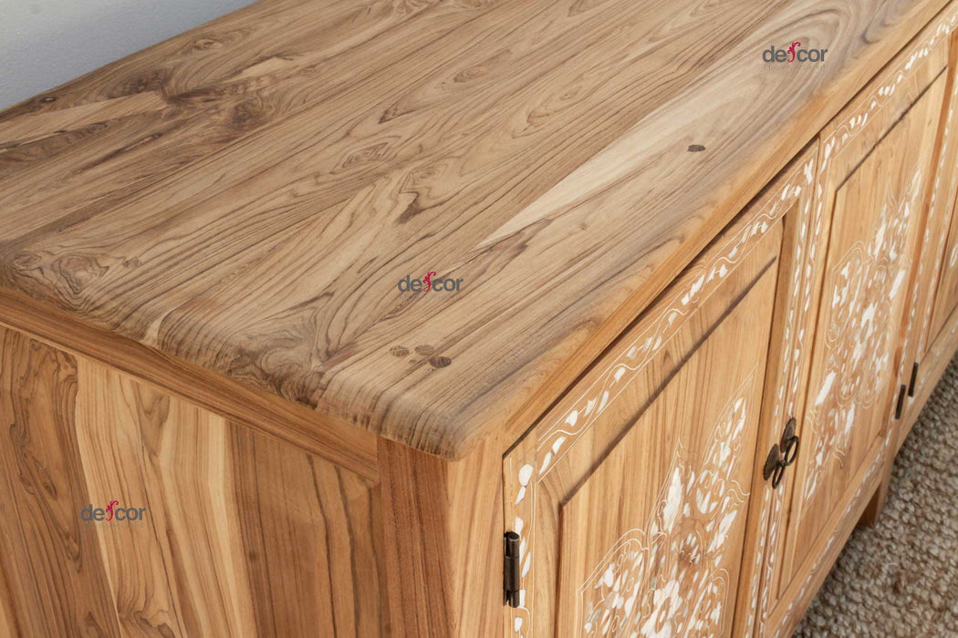 84" Long Damascus Mother Of Pearl Inlay Sideboard