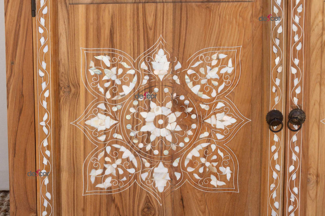 84" Long Damascus Mother Of Pearl Inlay Sideboard