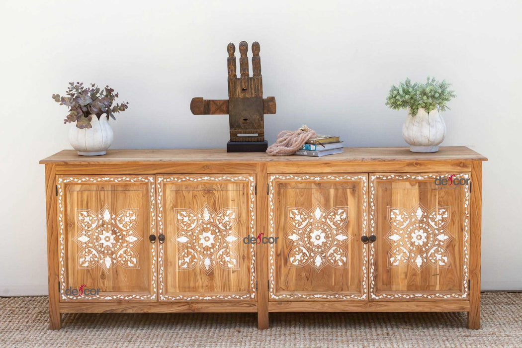 84" Long Damascus Mother Of Pearl Inlay Sideboard