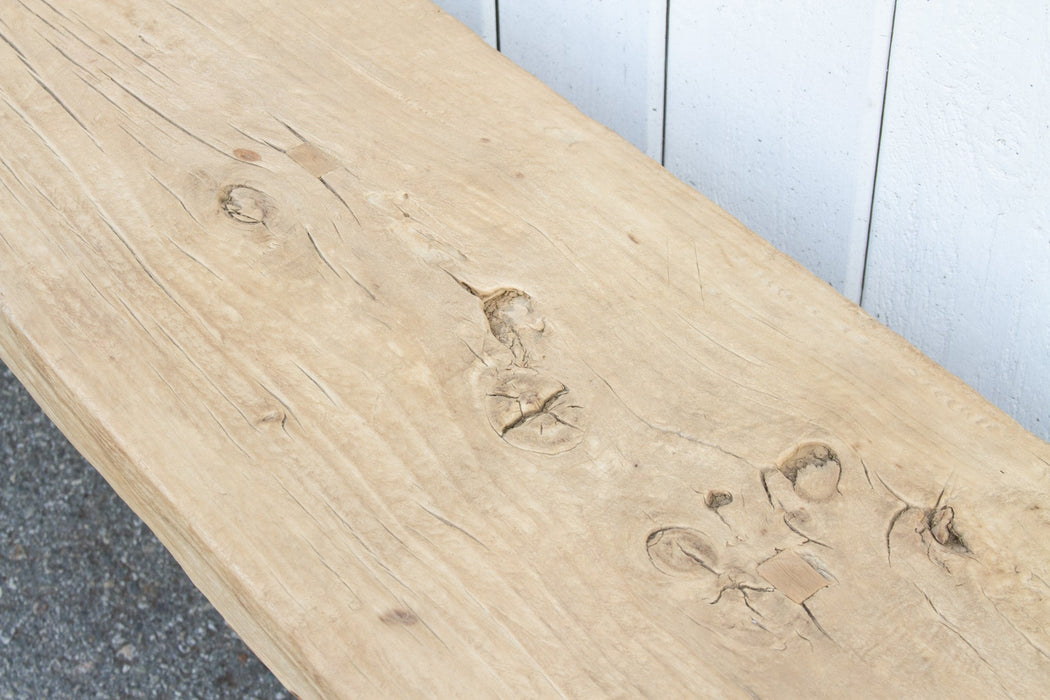 Rustic Bleached Wood Farmhouse Bench