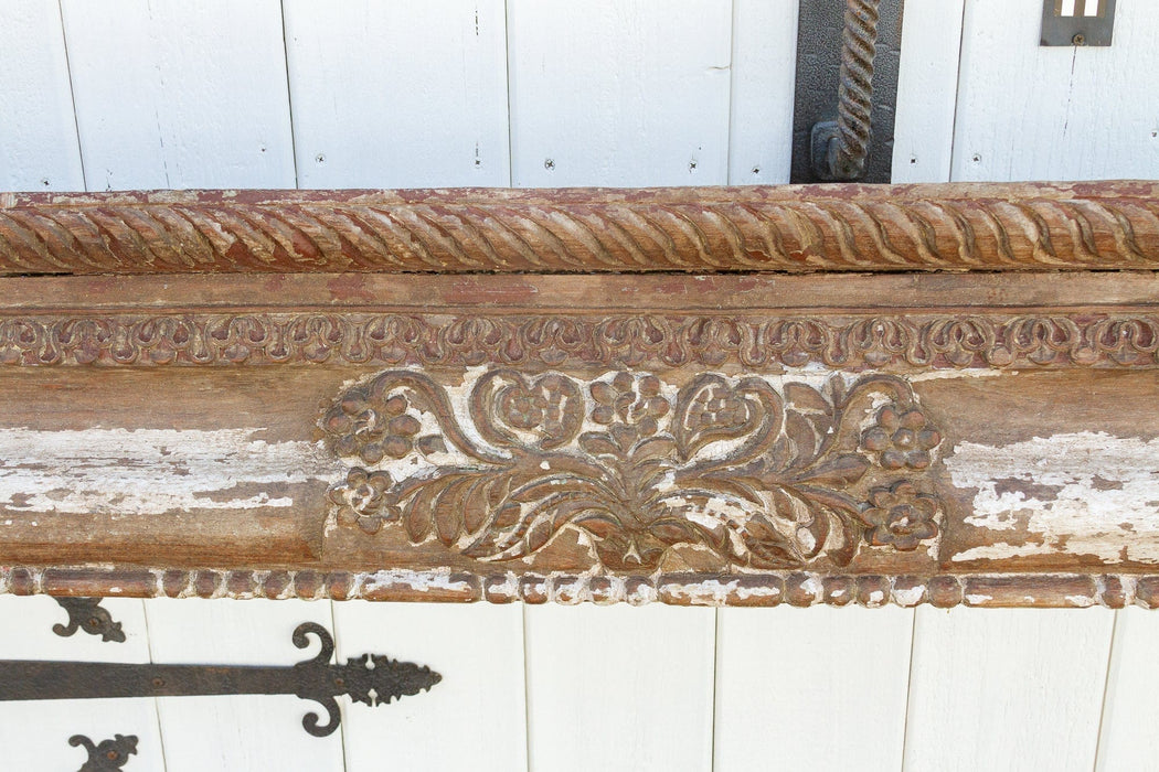 1840's Indian Pondicherry Floral & Elephant Carved Beam