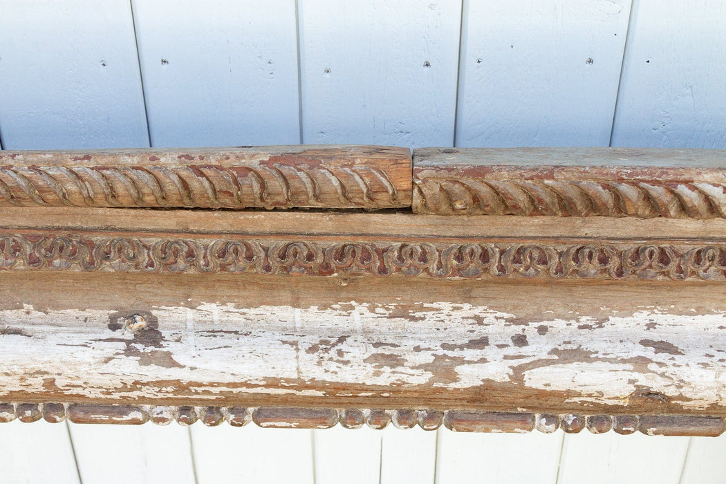 1840's Indian Pondicherry Floral & Elephant Carved Beam