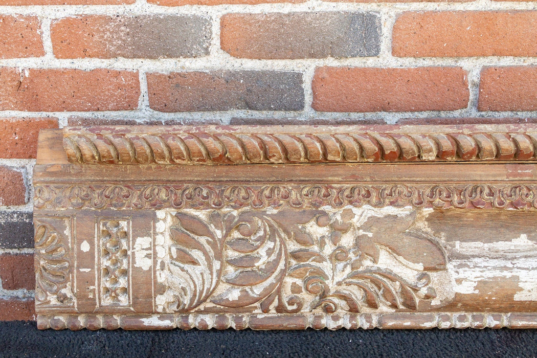 1840's Indian Pondicherry Floral & Elephant Carved Beam