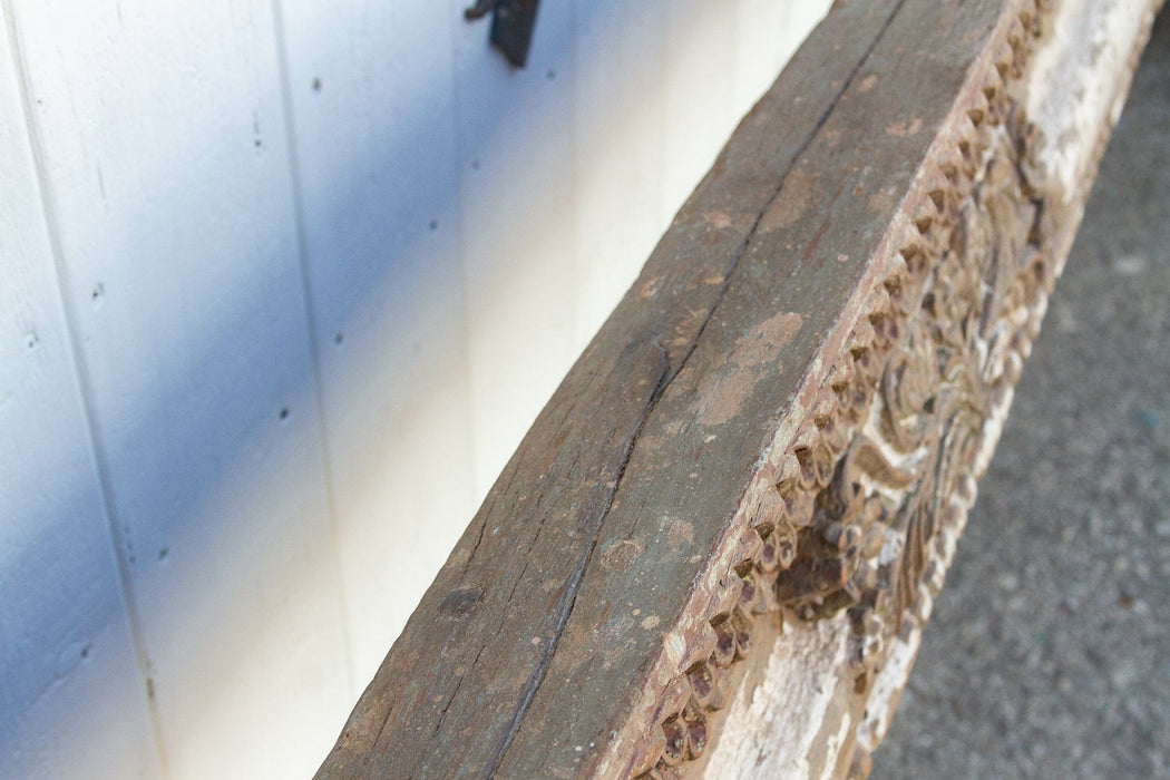 1840's Indian Pondicherry Floral & Elephant Carved Beam