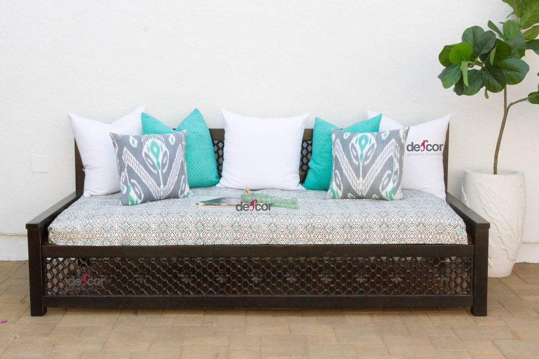 8 Ft Long Onyx Floral Carved Daybed