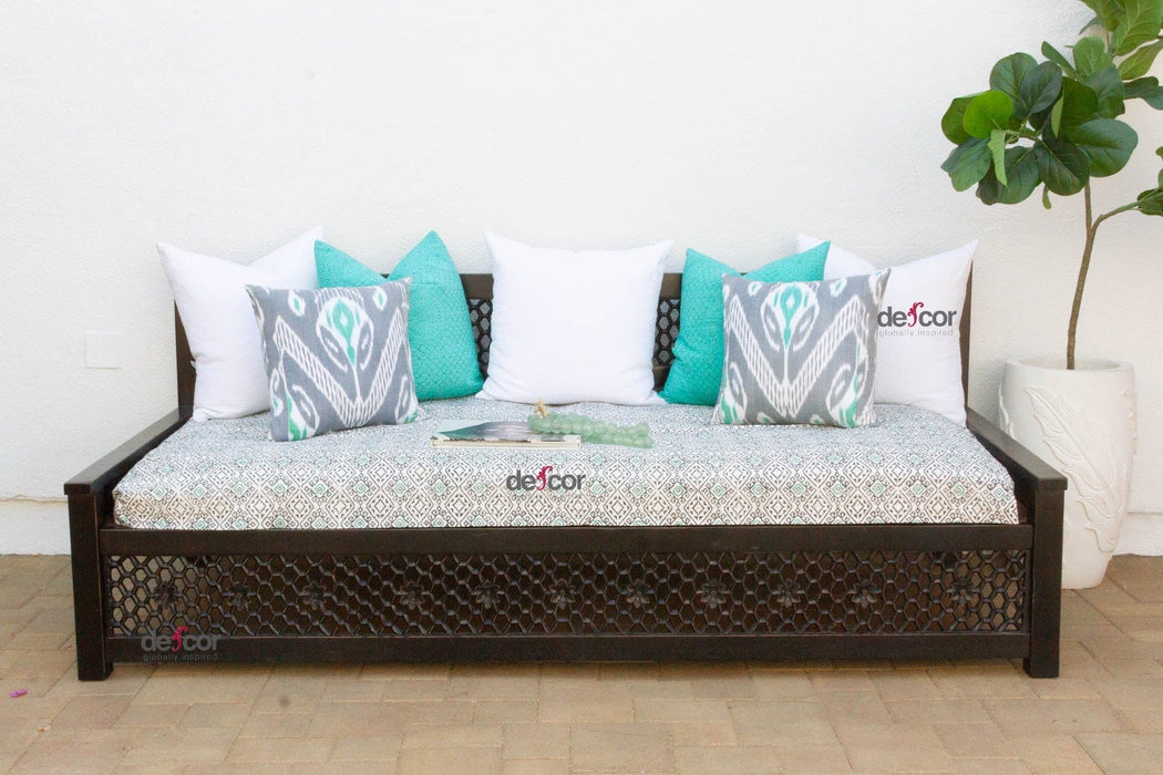 8 Ft Long Onyx Floral Carved Daybed