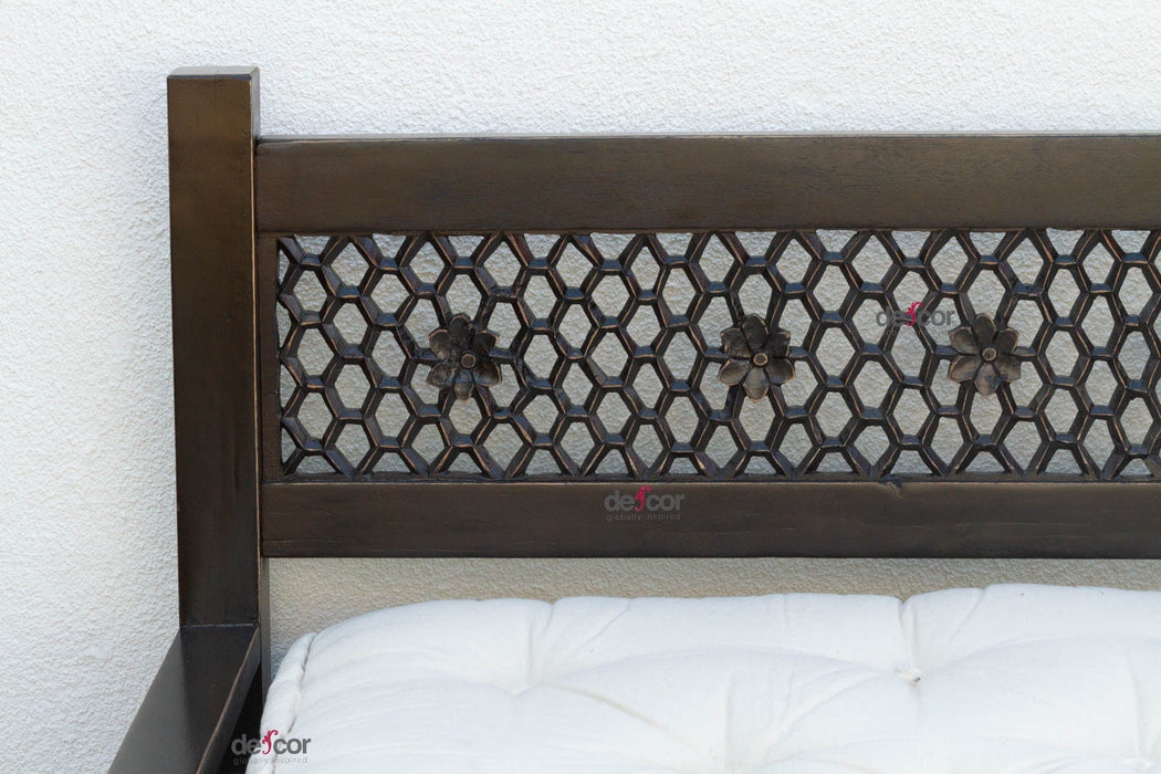 8 Ft Long Onyx Floral Carved Daybed