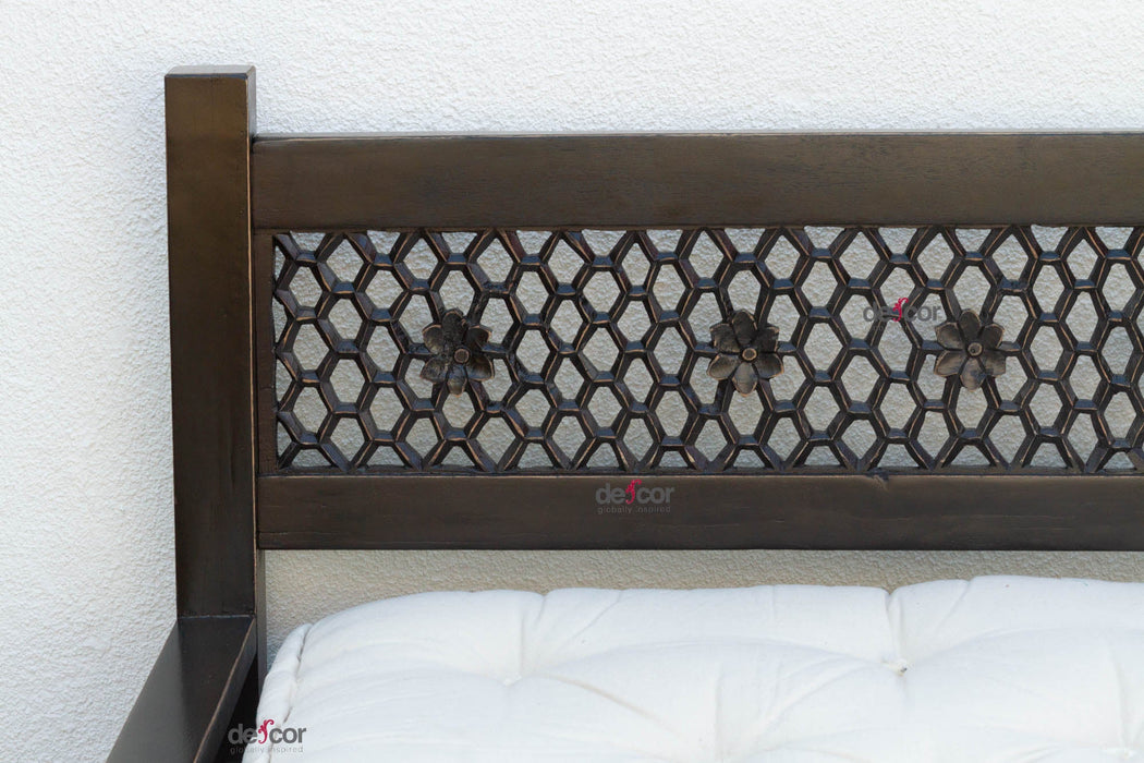 8 Ft Long Onyx Floral Carved Daybed