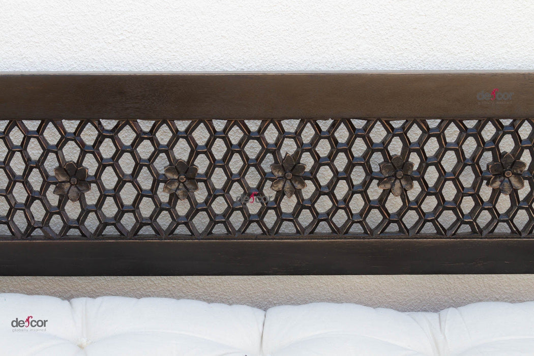 8 Ft Long Onyx Floral Carved Daybed