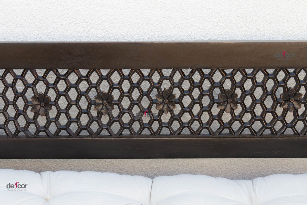 8 Ft Long Onyx Floral Carved Daybed