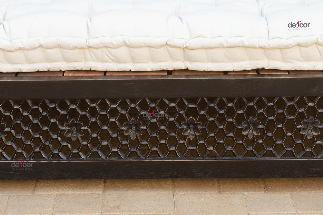 8 Ft Long Onyx Floral Carved Daybed