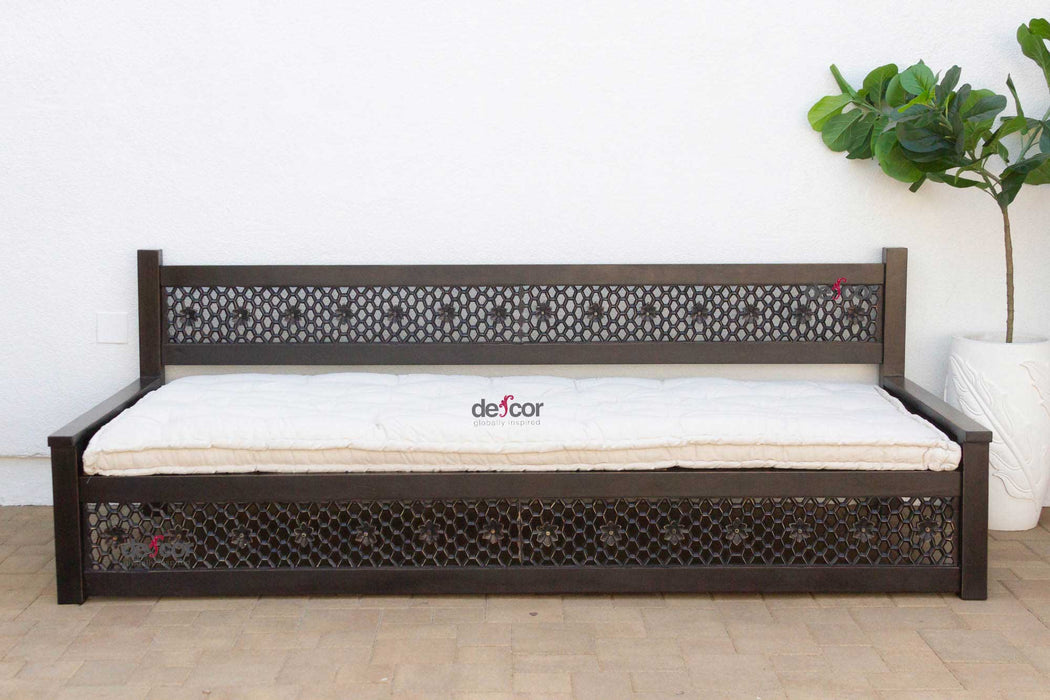 9 Ft Long Floral Carved Daybed