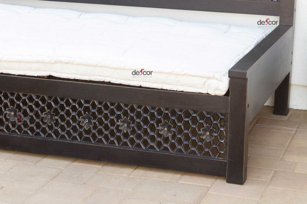 9 Ft Long Floral Carved Daybed