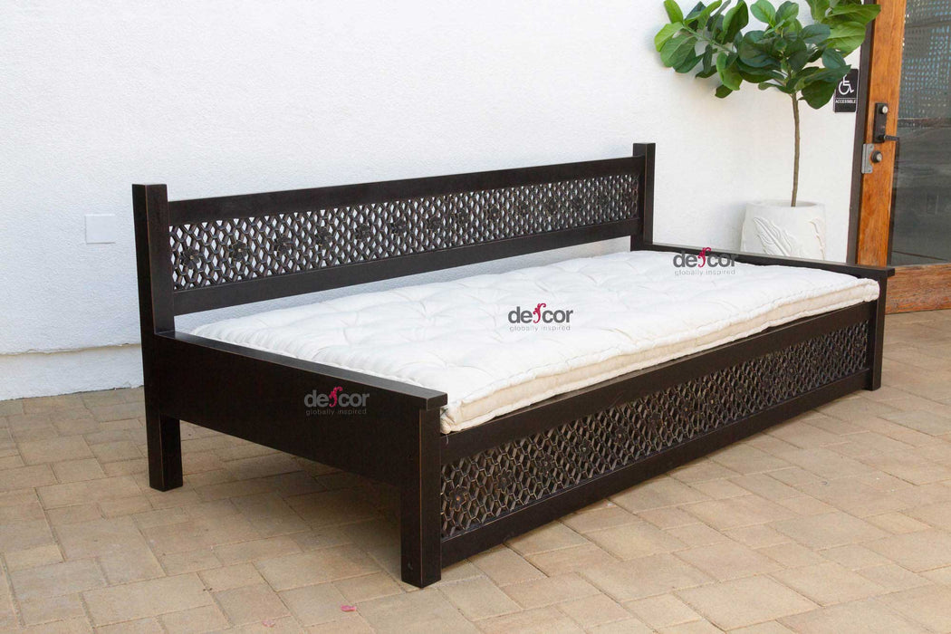 9 Ft Long Floral Carved Daybed
