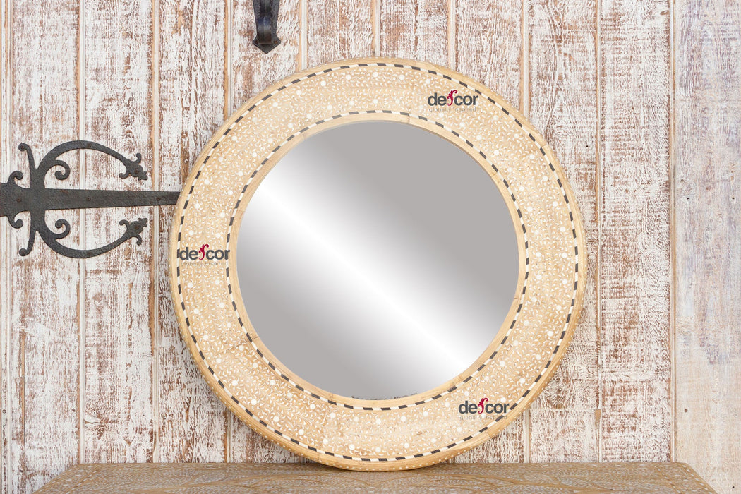 Bleached Farmhouse Zellige Round Inlay Mirror